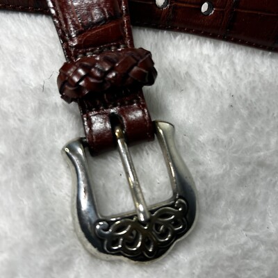 Vintage 1996 Brighton Brown Embossed Leather Belt Sz S  display picture 1