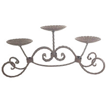 Wrought Iron Candle Holder Centerpiece Table Or Fireplace Handmade 3-Arm