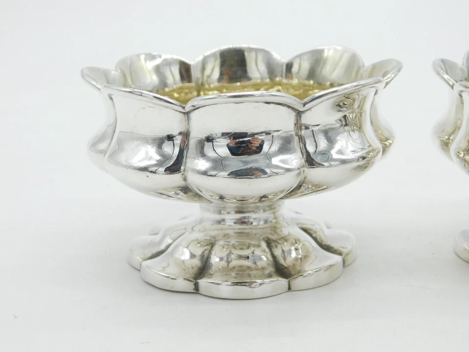William IV Sterling Silver Floral Salt Cellars Pair Antique 1832 London Georgian - Image 2 of 4
