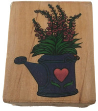 Watering Can of Flowers Rubber Stamp Garden Spring Summer Card Making Crafting