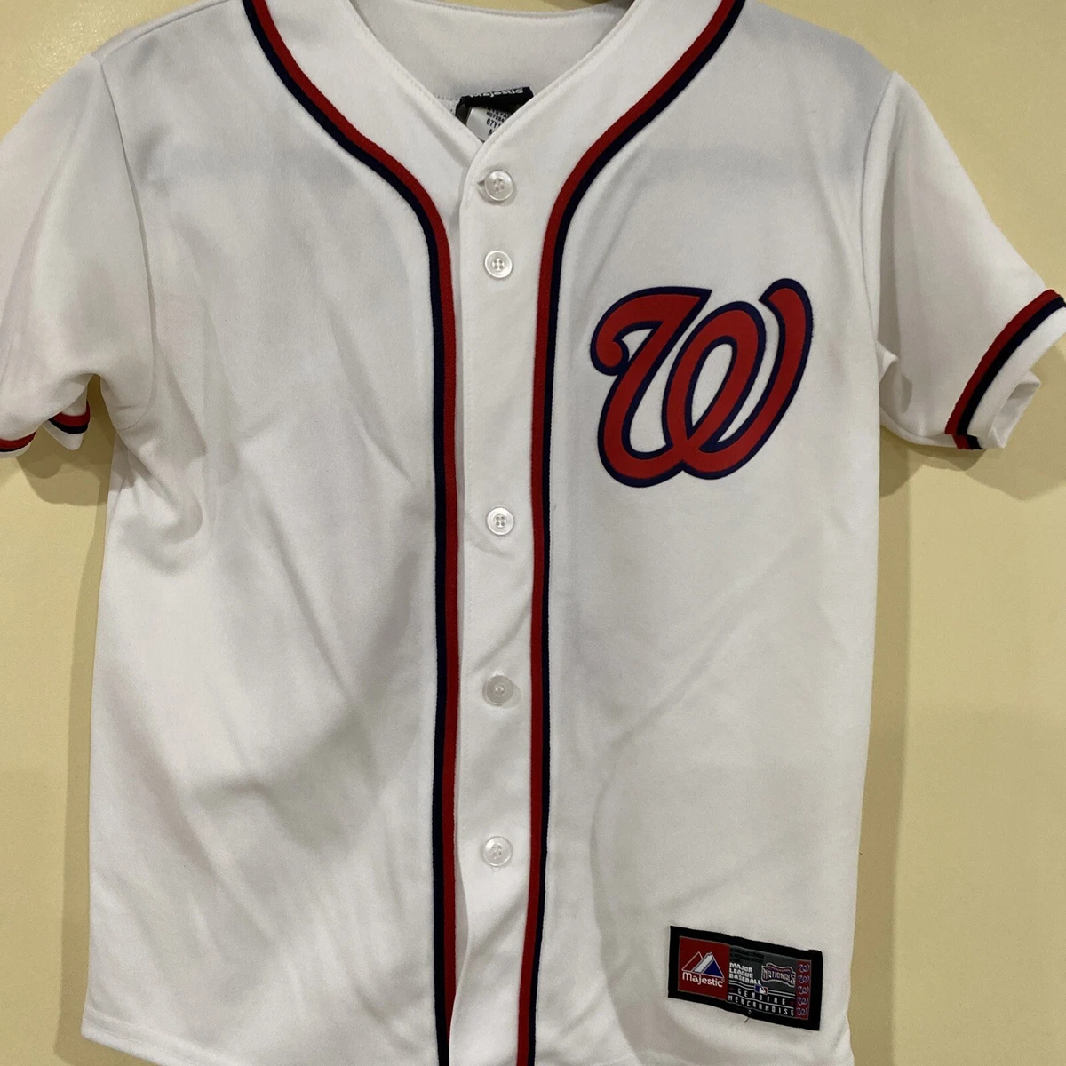 Stephen Strasburg 37 Majestic Washington Nationals Jersey White Youth Size  M