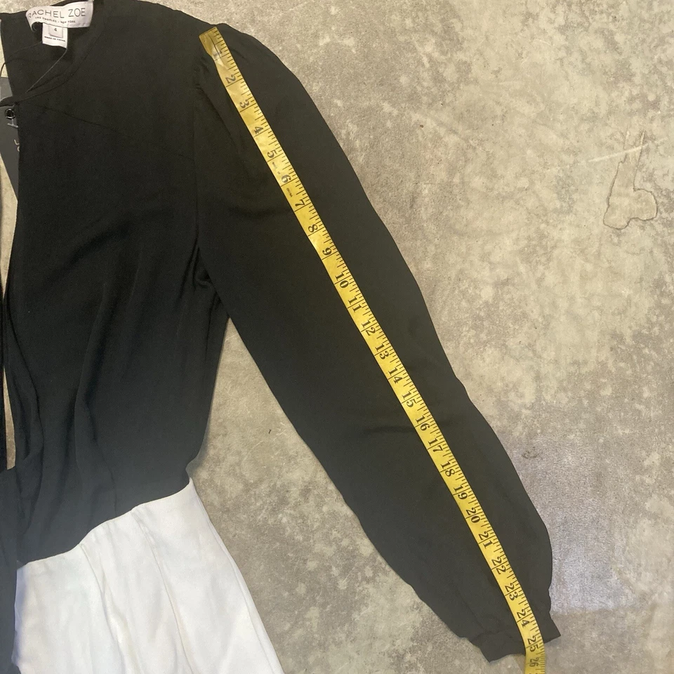 Rachel Zoe Giulia Jumpsuit Womens Size 4 Black White Sheer Top Wide Leg - Image 2 of 4