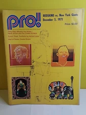 WASHINGTON REDSKINS vs. NY Giants Dec 5 1971  PRO! NFL GAME DAY PROGRAM