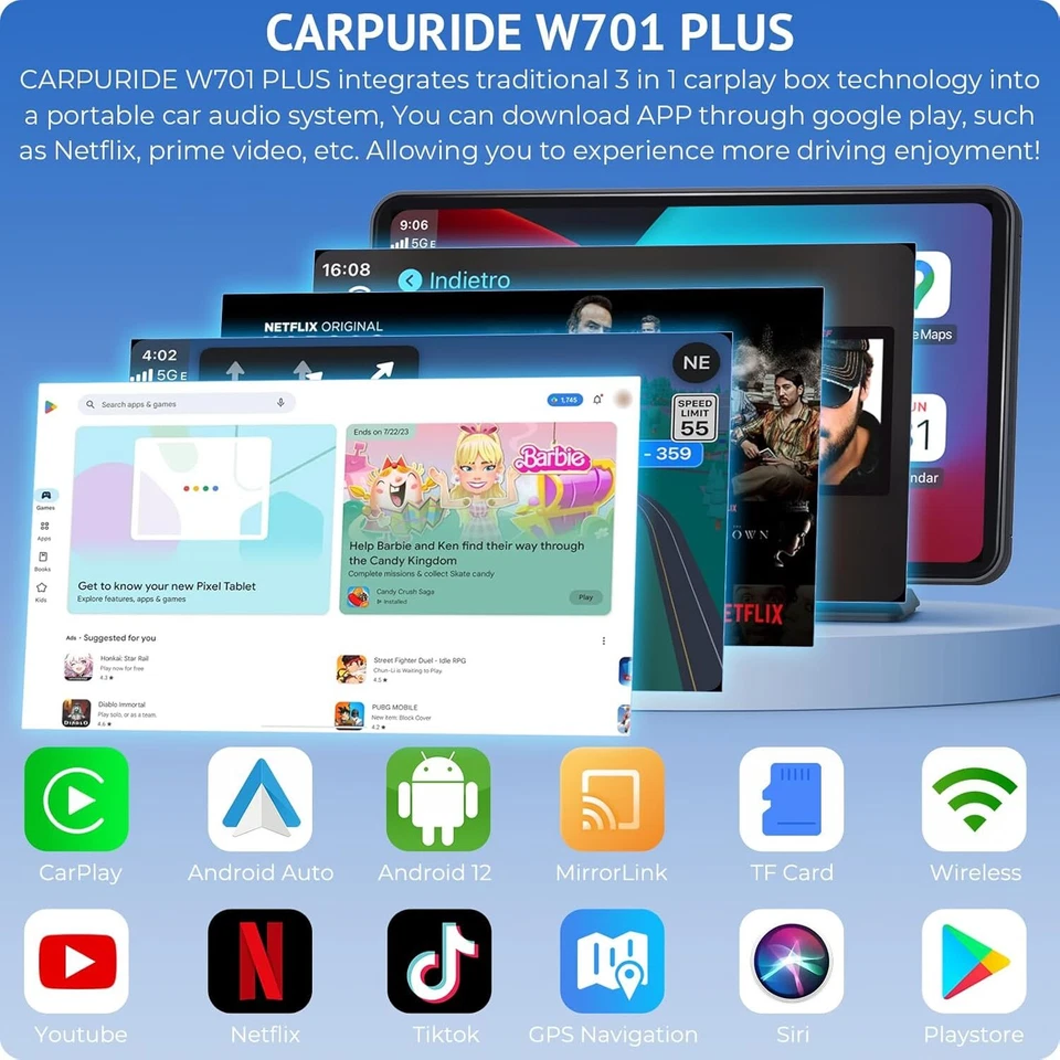 Carpuride W701plus Carplay Inalámbrico Android Auto 4+64 GB Android 12.0 Camera - Imagen 2 de 4