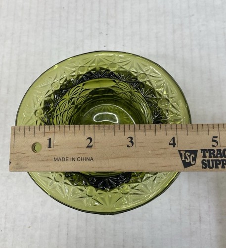 Vintage Fenton Gänseblümchen Knopf Avocado grün Glas Zylinder Hut Kunst Glas Zahnstocher Halter - Bild 11 von 12