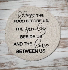 Bless The Food Before Us Braided Mat 9 Inches