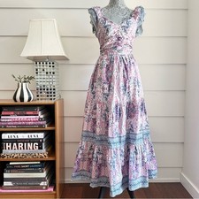 Caroline Constas Floral Ruched Maxi Dress Diamond Floral Print size M