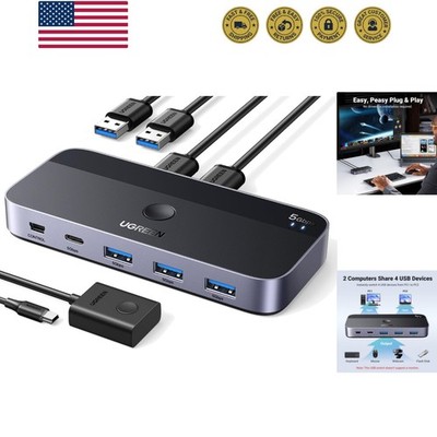 USB 3.0 Switch 2 Computers Sharing USB C & A Devices, 4 Port USB Switcher Sha...
