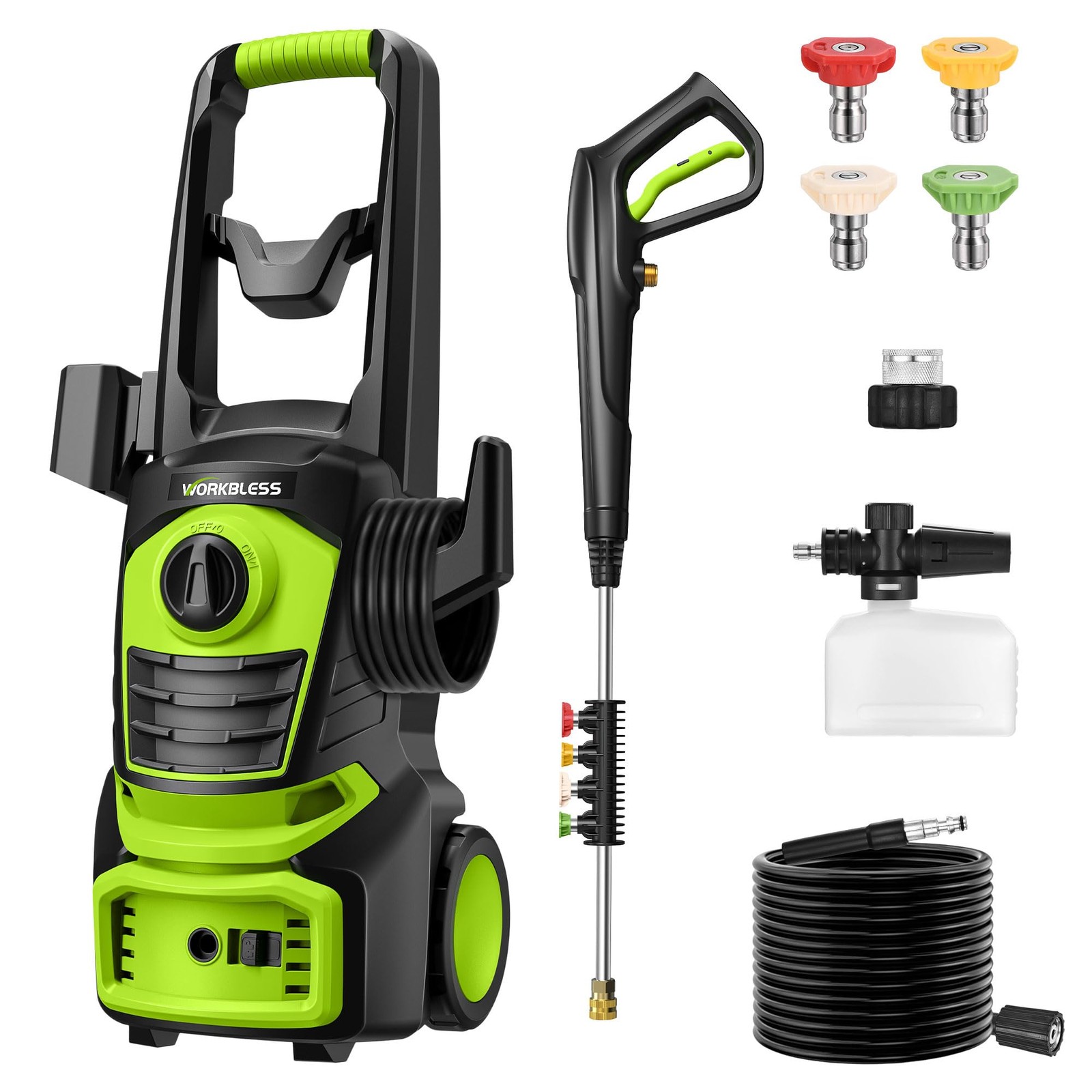 WorkBless Electric Pressure Washer, 4800PSI 3.0 GPM Power Washer with 4 Quick