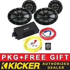 KICKER PXA400.4 MARINE/UTV AUDIO 4CH AMPLIFIER 6.5" 6"X9" SPEAKERS 8AWG AMP KIT