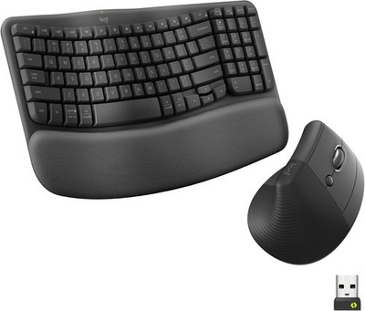 Logitech Wave Keys & Lift Vertical Mouse - Ergonomic Wireless Keyboard and Mouse