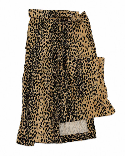 Jacquemus La Collectionneuse Leopard Print Asymmetric Cargo Midi Skirt FR 36