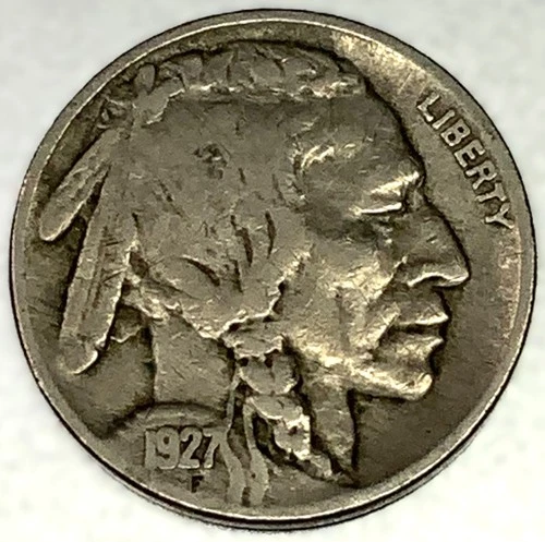 1927-P Buffalo Nickel 5C Fine (F) FULL DATE Philadelphia Actual Coin Shown -2132
