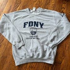 FDNY Fire Department City of New York Logo Crewneck Sweatshirt Grey Size Small