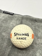 RETRO SINGLE "SPALDING RANGE"GOLF BALL WHITE WITH BLACK RED PRINT