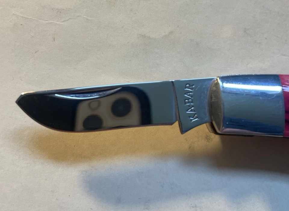 Cuchillo grande de ganadero Ka-Bar Rancher WRA90 C.1990 hueso rosa Foto 4 de 4