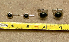 Vintage Black Tuxedo Studs And Matching Cuff links, Free Shipping