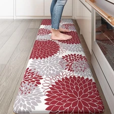 KIMODE Anti Fatigue Kitchen Mat, Cushioned Floral Kitchen Runner, Non Slip Me...