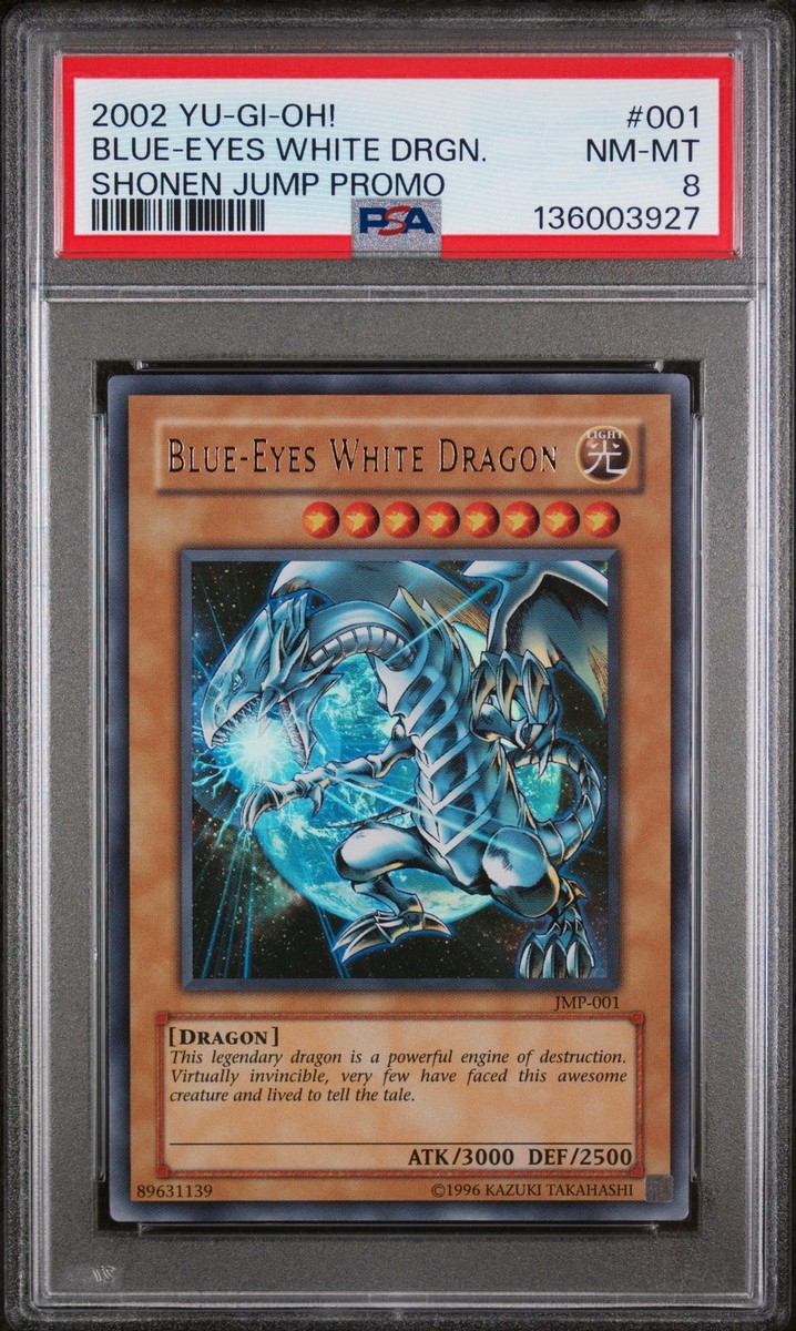 2002 YU-GI-OH! SHONEN JUMP PROMO #001 BLUE-EYES WHITE DRAGON PSA 8