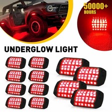 12Pod Pure Red LED Rock Lights Underglow Underbody Under Car Truck Glow Light ED