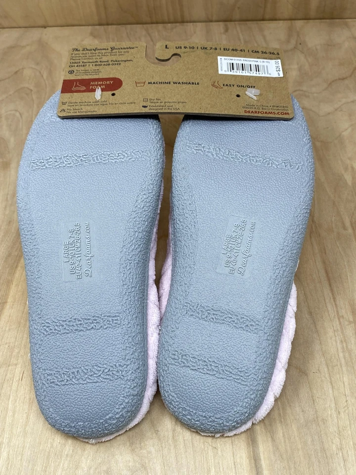 Zapatillas Dearfoams para mujer talla 9-10 rosa espuma viscoelástica acolchado zueco DCOM 51705 Foto 3 de 4