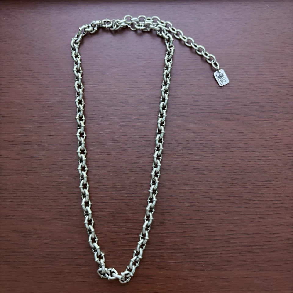 925 Sterling Silver Spike Link Chain Necklace 18” + 4” Extender 9mm 64g - Image 2 of 4