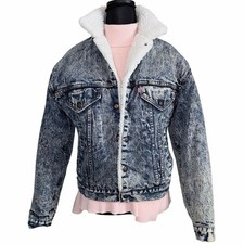 Vintage Levi  s USA Sherpa Lined Stonewash Trucker Jacket Small medium 1980s