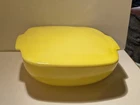 Vintage Pyrex Square Yellow Hostess Bowl with Lid 1.5 Quart