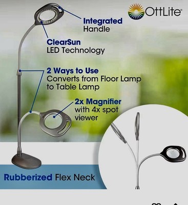 OttLite 2-in-1 LED Magnifier Floor and Desk Lamp (on/off switch Is wobbly.)