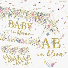 Wildflower Baby Shower Decorations-3Pcs Baby in Bloom Tablecloths Floral Them...