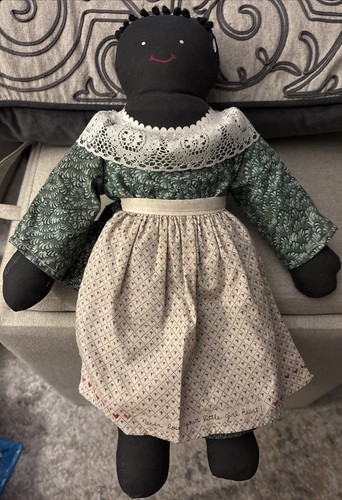 Primitive Handmade “Samantha“ Ragdoll 17" Black Folk Art Doll