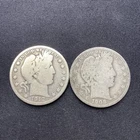 Qty 2 Barber Half Dollar Silver 90% 1908 O 1912 D
