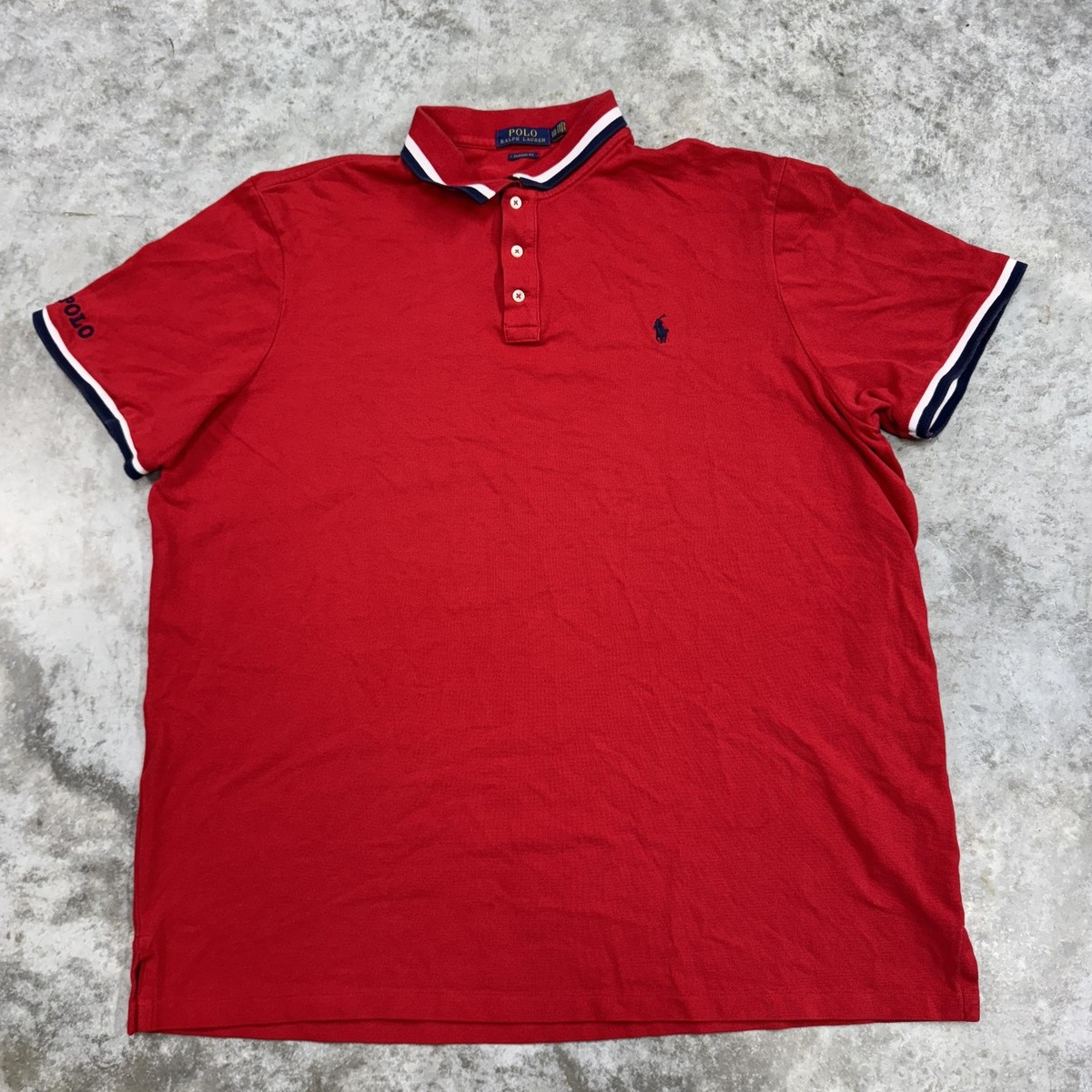 トップス Vintage Ralph Lauren Red Polo Shirt with Vintage red large polo ralph lauren mens polo shirt