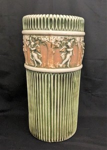 Antique 1916 Arts & Craft Art Nouveau Roseville Donatello Umbrella Stand 20"