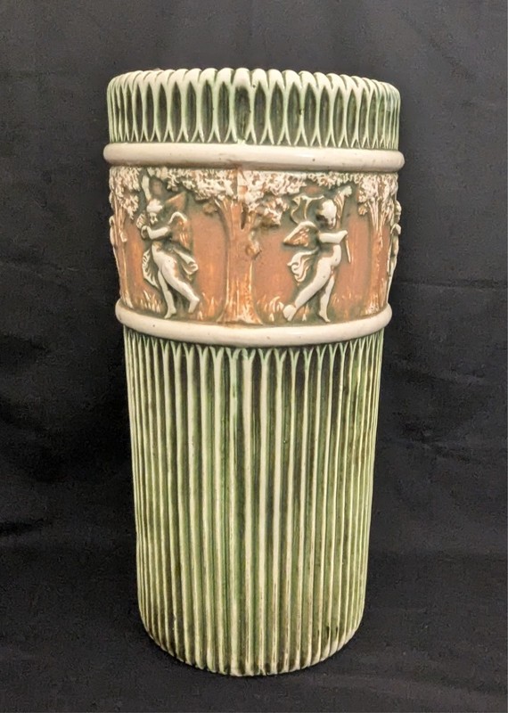 Antique 1916 Arts & Craft Art Nouveau Roseville Donatello Umbrella Stand 20"