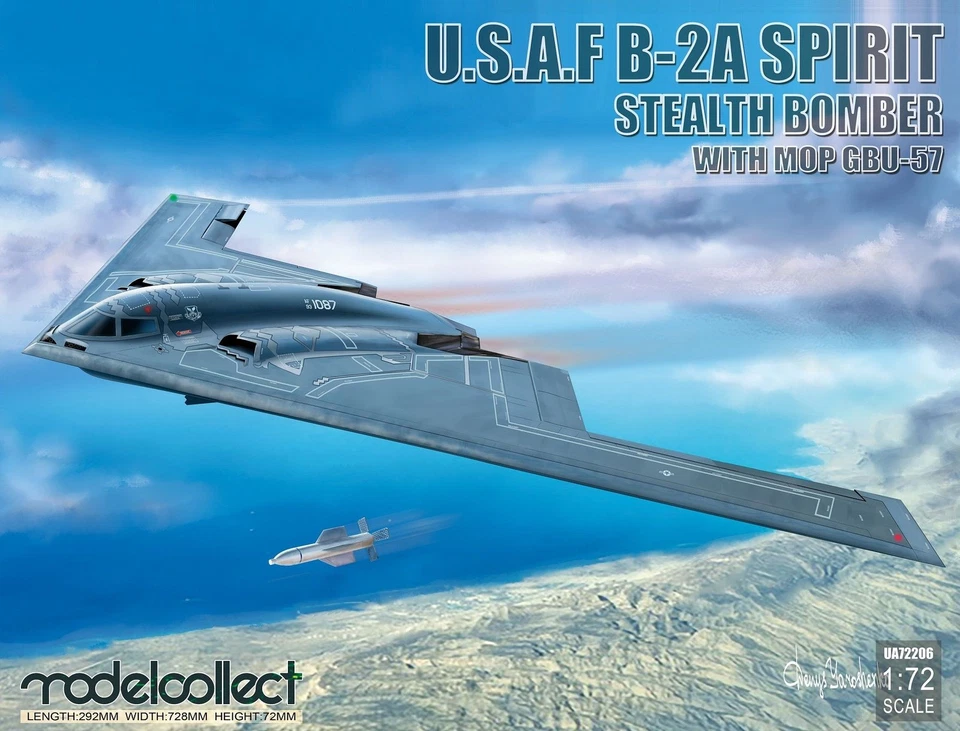 Modelcollect UA72206 - 1:72 US B-2A Spirit Stealth Bomber w. Mop GBU57