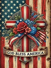 NWQZBYHT American Flag Cross Diamond Art Kits for Adults, 5D 