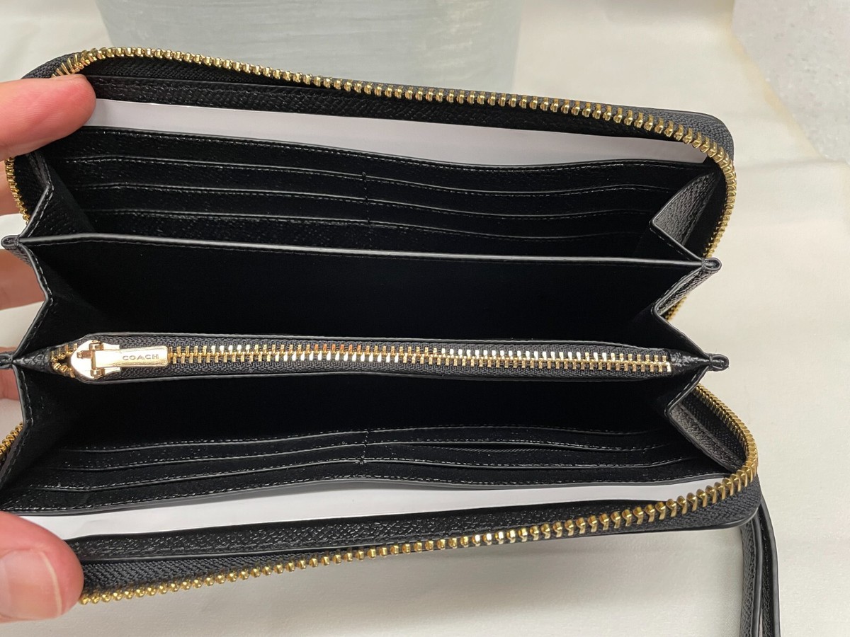 小物 3/C LONG ZIP WALLET BLACK Coach Long Zip Around Wallet in Black or Signature Canvas