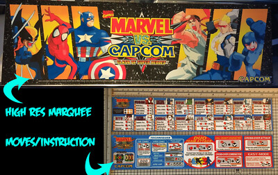 Marvel vs Capcom Arcade Marquee 26''x8'' and Moves and Instruction Sticker Sheets