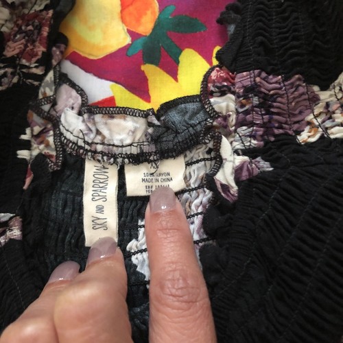 Women’s Sky & Sparrow Black Floral Romper w/ Maxi Overlay Skirt XS - Picture 6 of 10