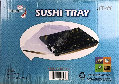 Premium 200 Pack 10.22" x 7.20" Sushi Trays To Go Takeout Containers with Lids - Picture 4 of 5