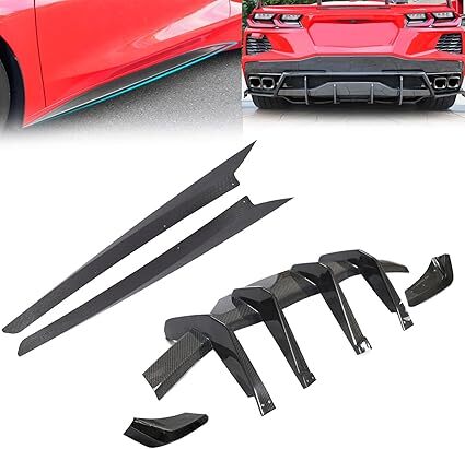 Real Carbon Fiber Side Skirt & Rear Bumper Diffuser for Corvette C8 Z51 20 - 25 - Bild 1 von 24