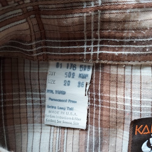 Vintage Karman Western Roper Shirt Tan/Brown Pearl Snap Long Tall - Picture 4 of 17