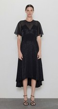 Brand New Zara Black Assymetrical Mesh Dress Size S M F/W 19 Ref 3564/177/800