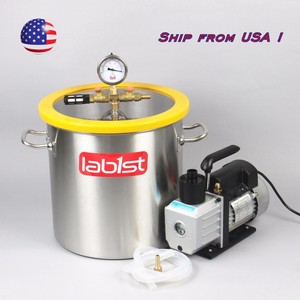 5-Gallon-3-CFM-Stainless-Steel-Vacuum-Degassing-Chamber-Kit-3CFM-Pump-from-USA