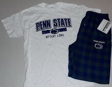 PENN STATE MEN'S SLEEP LOUNGE PAJAMAS SET T SHIRT FLANNEL PANTS M L XL 2X PSU