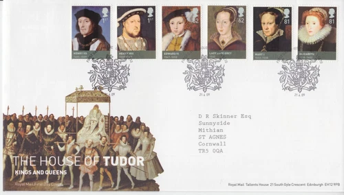 GB ROYAL MAIL FDC FIRST DAY COVER 2009 THE HOUSE OF TUDOR STAMP SET LONDON PMK
