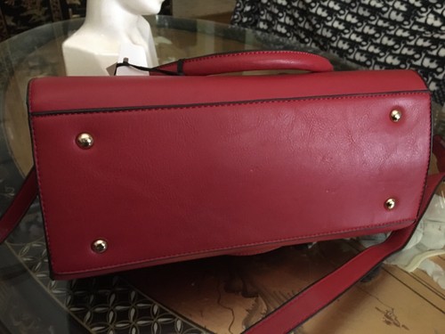 LA TERRE FASHION Vegan Red Large Satchel Bag Crossbody W/ Bonus Divider NWT - Picture 12 of 20