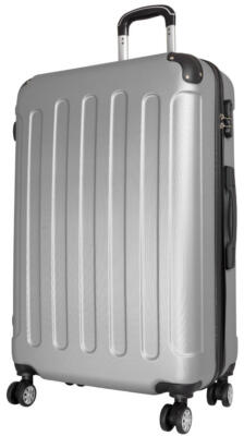 ABS Hartschale Reise Koffer Trolley vier 360° Rollen Serie Gronau Silber Gr. XL