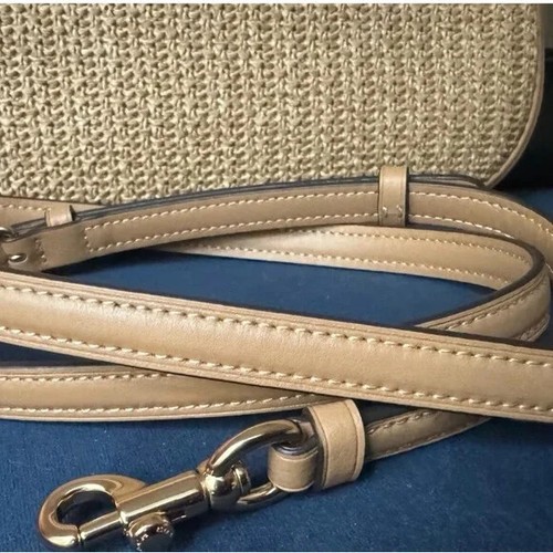 New COACH Teri 2way Shoulder Bag Crossbody Straw/Leather Latte CR350 - Bild 8 von 9